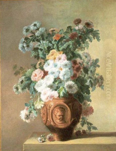 Still Life Of Meadow Flowers And Italianate Vase Oil Painting by Clement Gontier