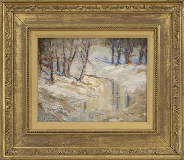 Snow Covered Wooded Landscape Oil Painting by Boyer Gonzales