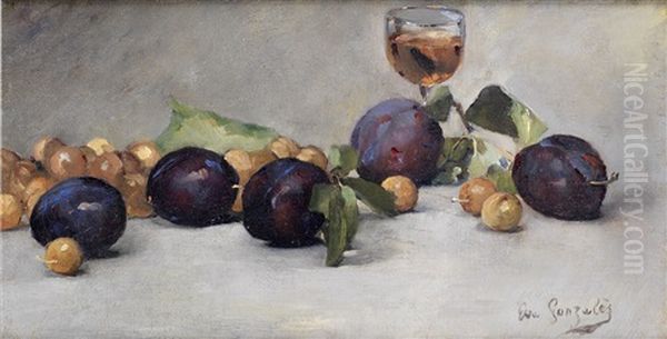 Prunes, Raisins Et Verre D'eau Oil Painting by Eva Gonzales