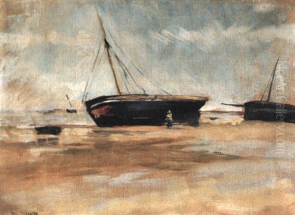 Bateau A Maree Basse Oil Painting by Eva Gonzales