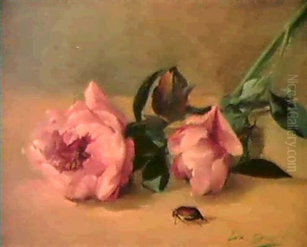 Les Pivoines Et Le Hanneton Oil Painting by Eva Gonzales