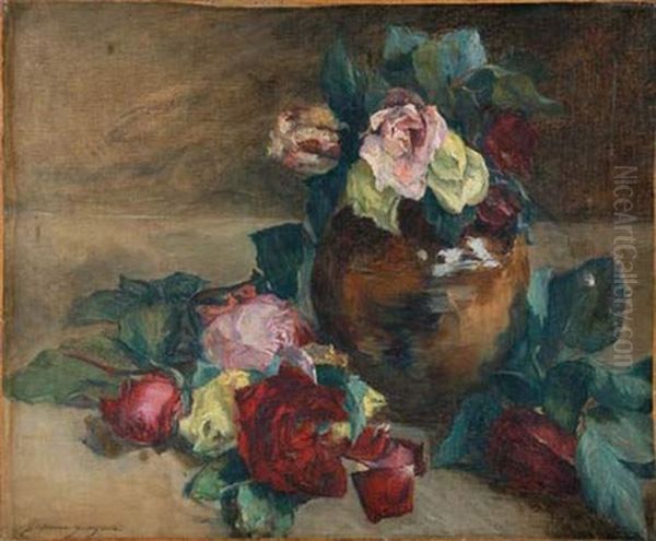 Jete Et Bouquet De Roses Oil Painting by Jeanne Gonzales