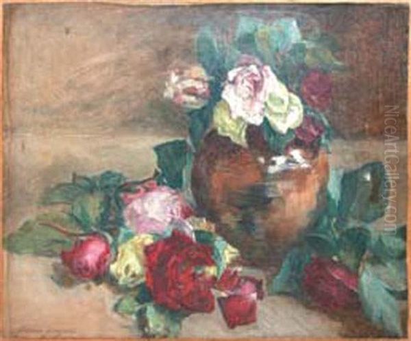 Jete Et Bouquet De Roses Oil Painting by Jeanne Gonzales