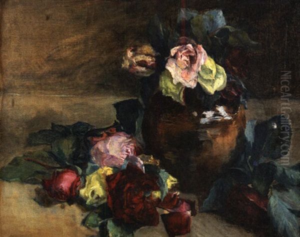 Jete Et Bouquet De Roses Oil Painting by Jeanne Gonzales