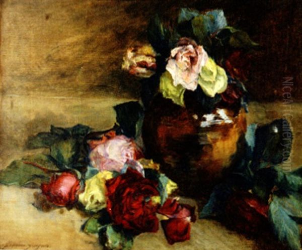 Jete Et Bouquet De Roses Oil Painting by Jeanne Gonzales