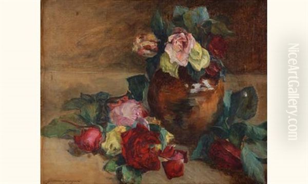 Jete Et Bouquet De Roses Oil Painting by Jeanne Gonzales