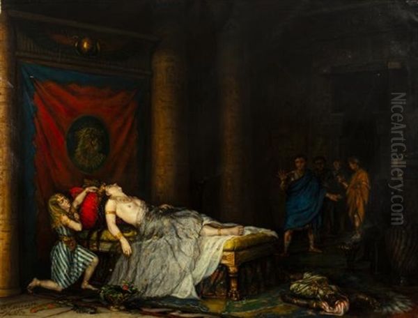 Muerte De Cleopatra Oil Painting by Pedro Gonzalez Ramirez