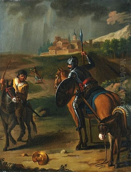 Don Quijote Encuentra La Bacia Oil Painting by Zacarias Gonzalez Velazquez