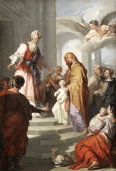 The Presentation Of The Virgin At The Temple Oil Painting by Zacarias Gonzalez Velazquez