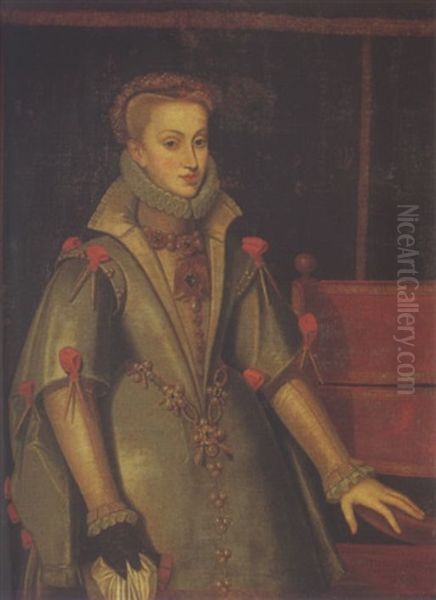 Portrait Of Anne Of Austria Oil Painting by Bartolome Gonzalez