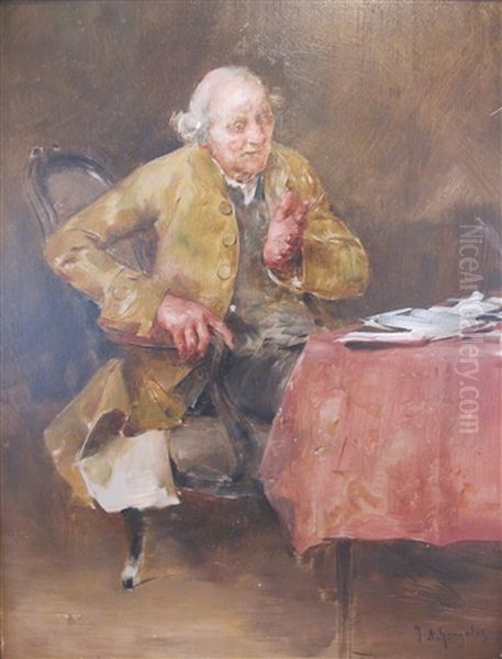 Homme A Sa Table De Travail Oil Painting by Juan Antonio Gonzalez