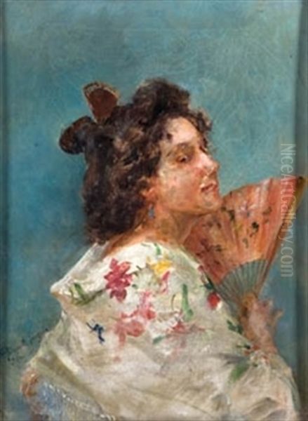 Dama Con Abanico Oil Painting by Juan Antonio Gonzalez