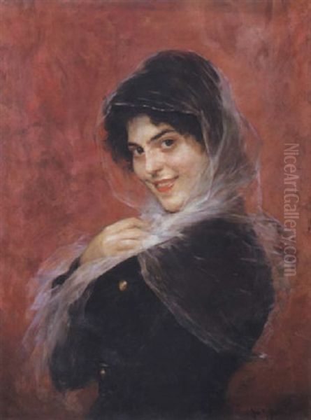 Jeune Fille Souriante Oil Painting by Juan Antonio Gonzalez