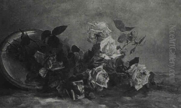 Nature Morte Aux Roses Oil Painting by Juan Antonio Gonzalez