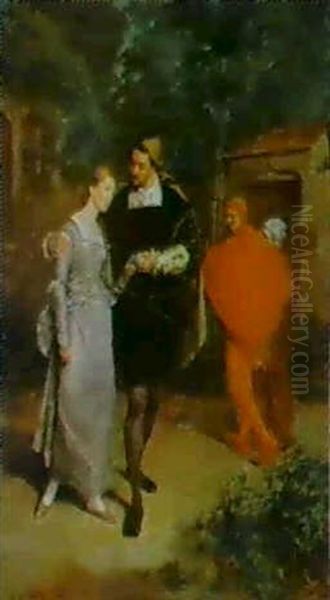 Faust And Marguerite Oil Painting by Juan Antonio Gonzalez