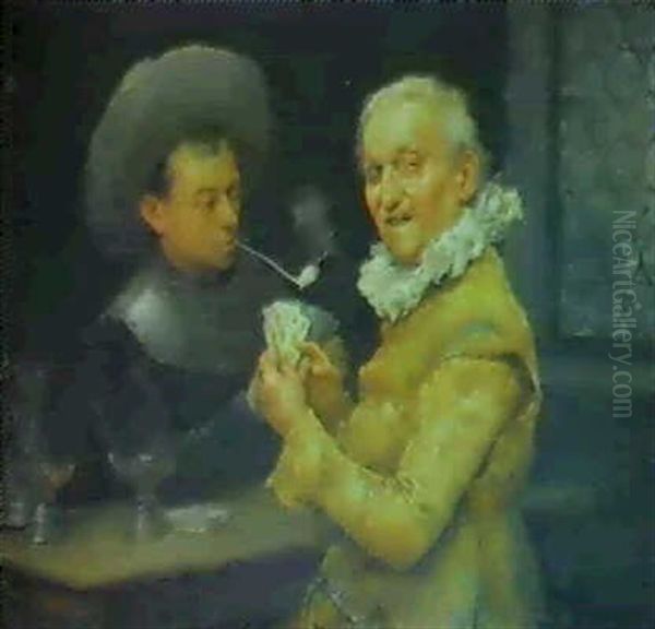 Los Jugadores De Cartas Oil Painting by Juan Antonio Gonzalez