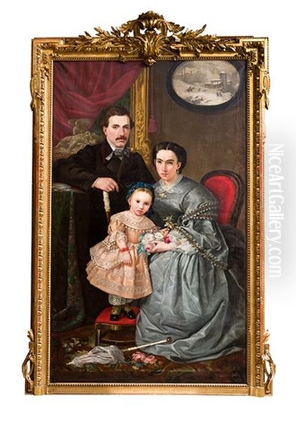 Retrato De Familia Oil Painting by Jose Gonzalvez y Martinez