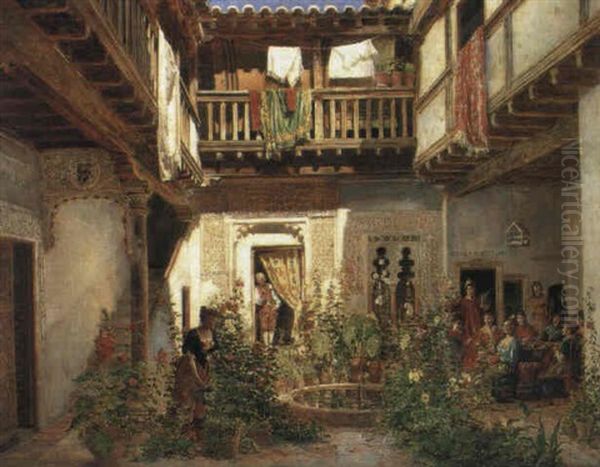 Patio Del Teatro Oil Painting by Pablo Gonzalvo Y Perez