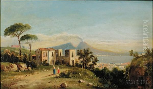 Neapolitan View With Distant Volcano Oil Painting by Edward Angelo Goodall