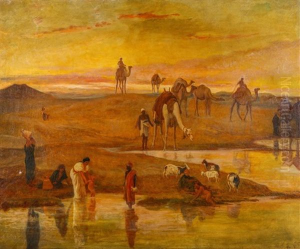 Morning At The Oasis Oil Painting by Frederick Goodall