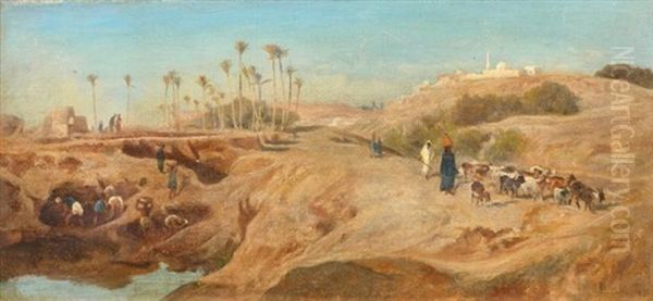 Oasis Pres Du Caire Oil Painting by Frederick Goodall