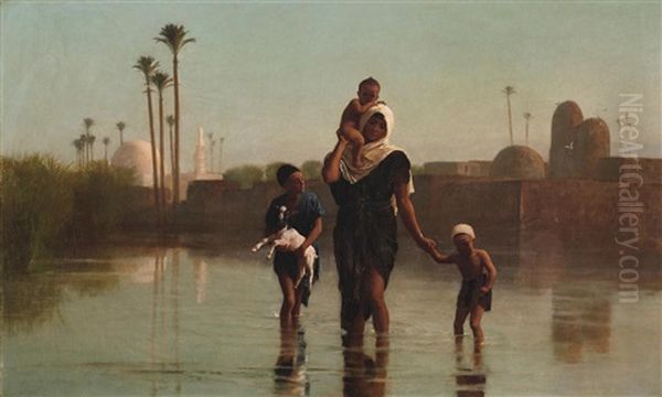 The Way From The Village - Time Of Inundation, Egypt Oil Painting by Frederick Goodall