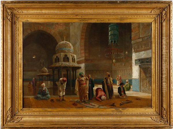 Interior Of The Mosque Sultan Hassan, Cairo Oil Painting by Frederick Goodall