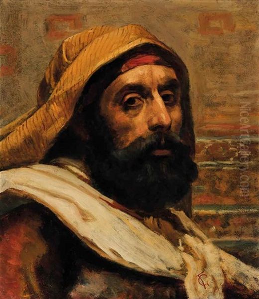 Head Study Of An Arab Oil Painting by Frederick Goodall