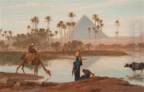 Along The Banks Of The Nile River Oil Painting by Frederick Goodall