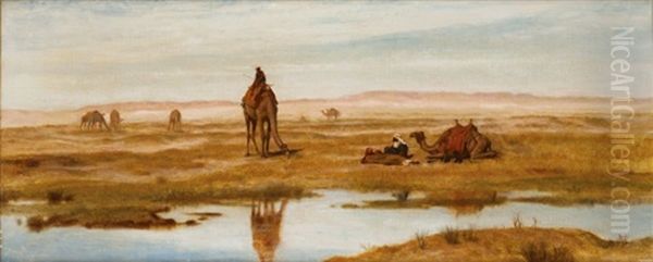 Bedouins Et Chameaux Aux Marges Du Desert Oil Painting by Frederick Goodall