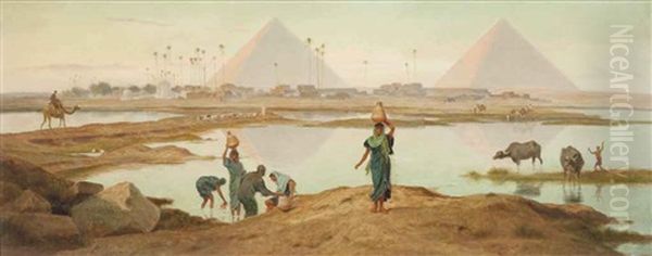 The Waters Of The Nile, Egypt Oil Painting by Frederick Goodall