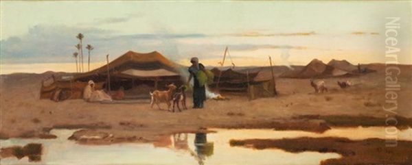 Campement Au Crepuscule Oil Painting by Frederick Goodall