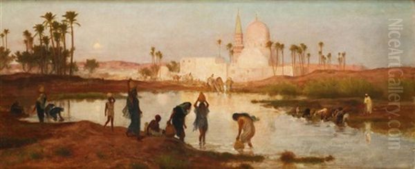 Crepuscule Sur Une Mosquee, Environs Du Caire Oil Painting by Frederick Goodall