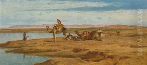 Waiting For The Dahabeah Oil Painting by Frederick Goodall