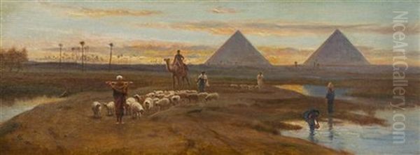 Near The Pyramids Oil Painting by Frederick Goodall