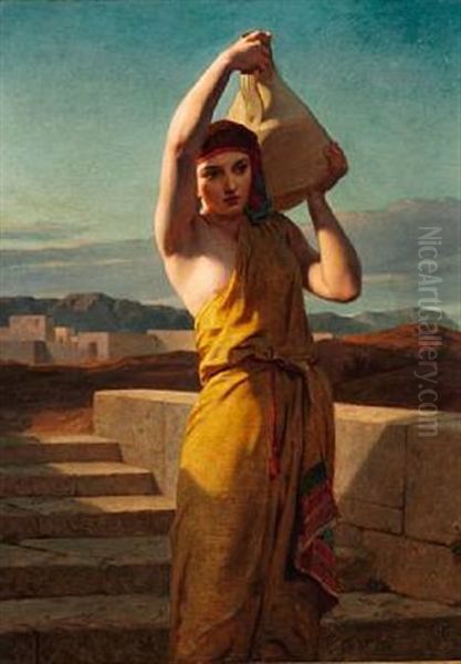 Young Oriental Woman With A Water Jar Oil Painting by Frederick Goodall