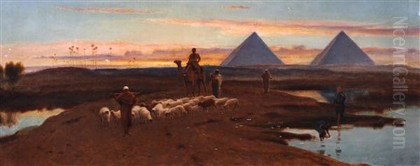 Shepherds Before The Pyramids Oil Painting by Frederick Goodall