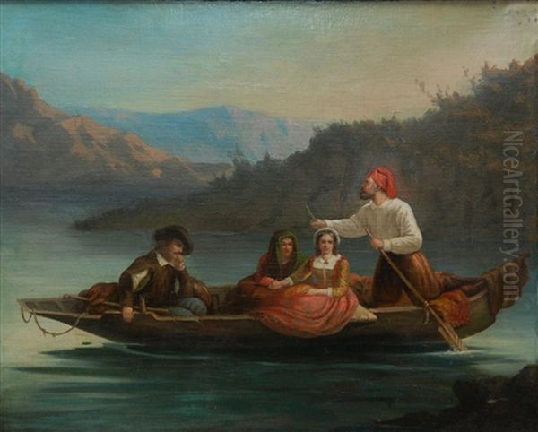 Arabic Boat Scene Oil Painting by Frederick Goodall