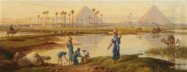 The Pyramids Of Ghizeh Oil Painting by Frederick Goodall