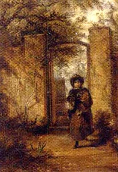 At The Garden Door Oil Painting by Frederick Goodall