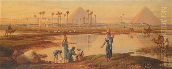 The Pyramids Of Ghizah Oil Painting by Frederick Goodall