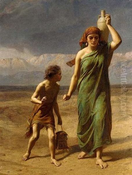 Hagar And Ishmael.  'she Departed, And Wandered In The Wilderness Of Beersheba' Oil Painting by Frederick Goodall