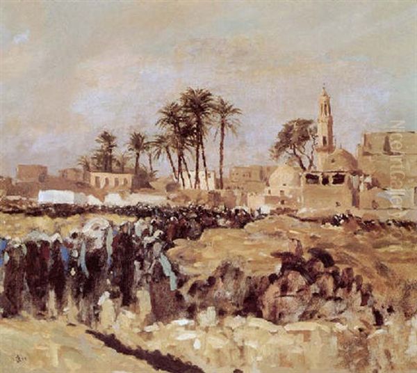 City Landscape In North Africa Oil Painting by Frederick Goodall