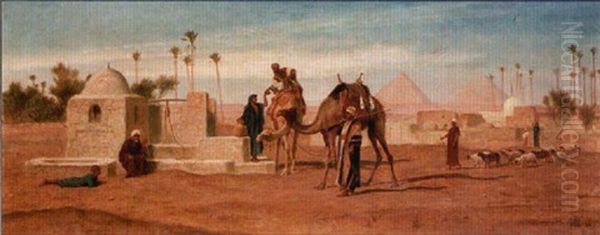 A Cup Of Water At The Roadside Well Oil Painting by Frederick Goodall