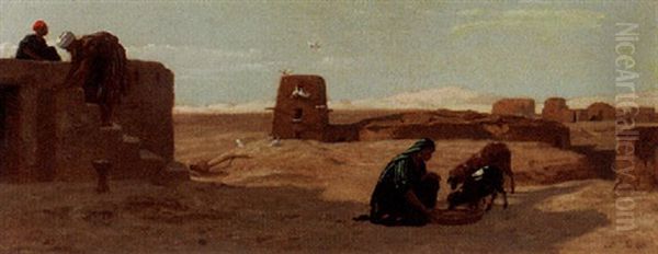 Arabian Landscape With Landscapes Oil Painting by Frederick Goodall