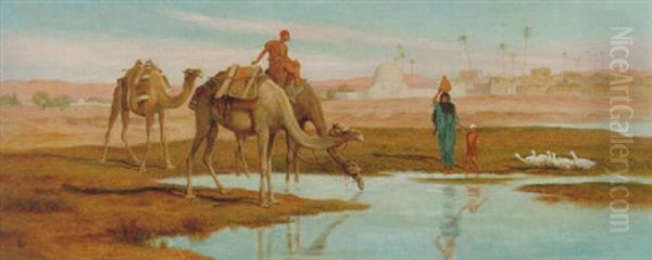 On The Water Of The Nile Oil Painting by Frederick Goodall