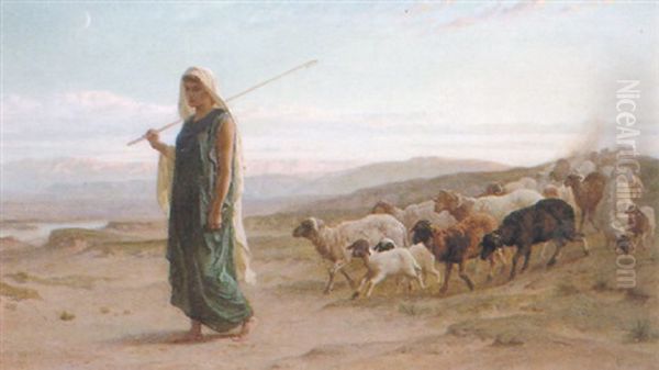 Rachel And Her Flock Oil Painting by Frederick Goodall