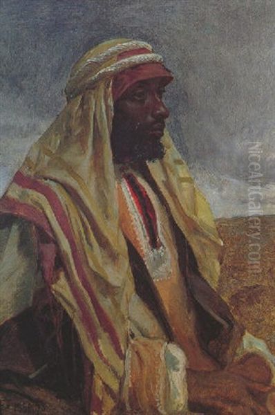 Portrait Of An Arab In A Shamog Oil Painting by Frederick Goodall