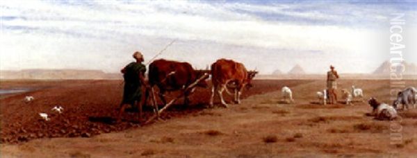 Ploughing, Plains Of Jakara Oil Painting by Frederick Goodall