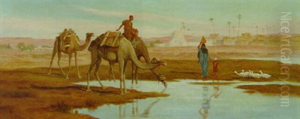 Watering The Camels Oil Painting by Frederick Goodall